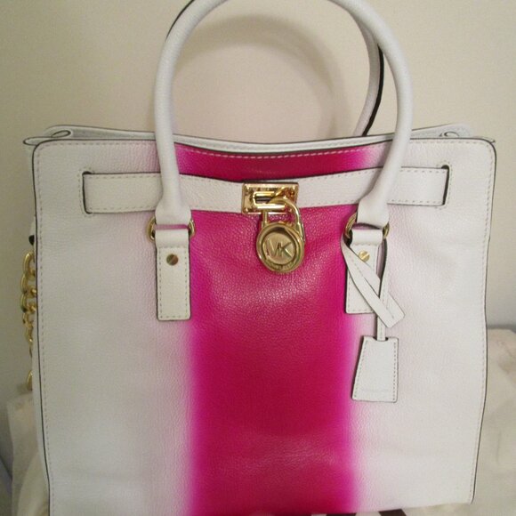 Michael Kors Hamilton N/S Fuschia Spray Large Satchel - Picture 1 of 12